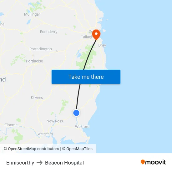 Enniscorthy to Beacon Hospital map