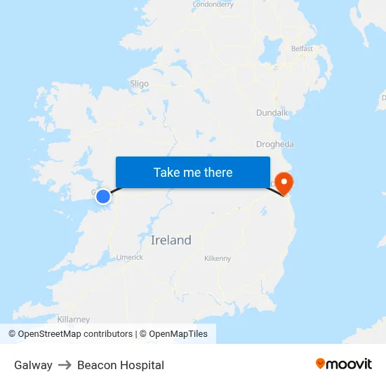 Galway to Beacon Hospital map