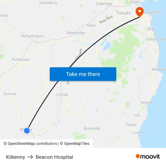 Kilkenny to Beacon Hospital map