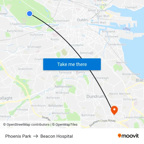 Phoenix Park to Beacon Hospital map