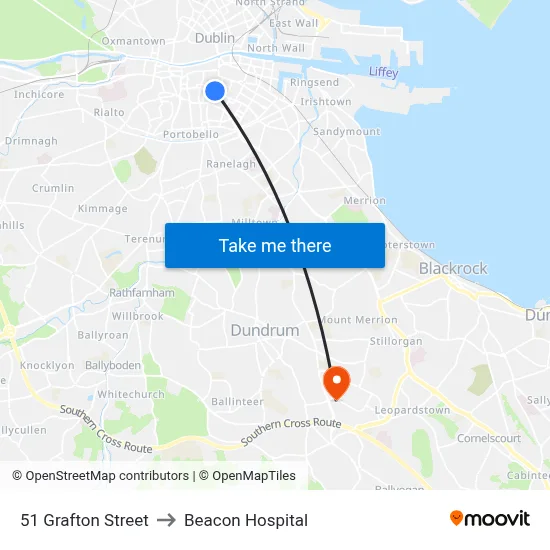 51 Grafton Street to Beacon Hospital map