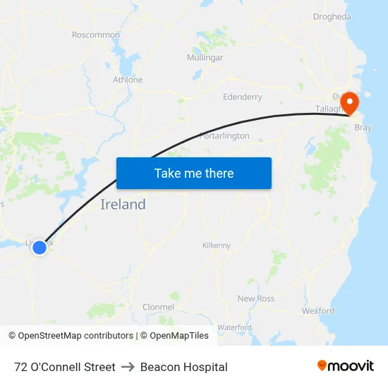 72 O'Connell Street to Beacon Hospital map