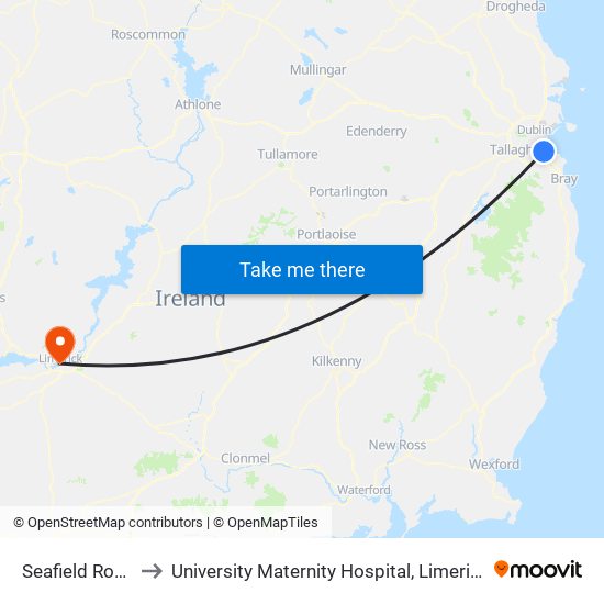 Seafield Road to University Maternity Hospital, Limerick map