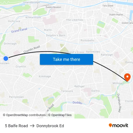5 Balfe Road to Donnybrook Ed map