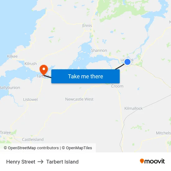 Henry Street to Tarbert Island map