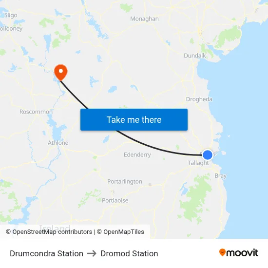 Drumcondra Station to Dromod Station map