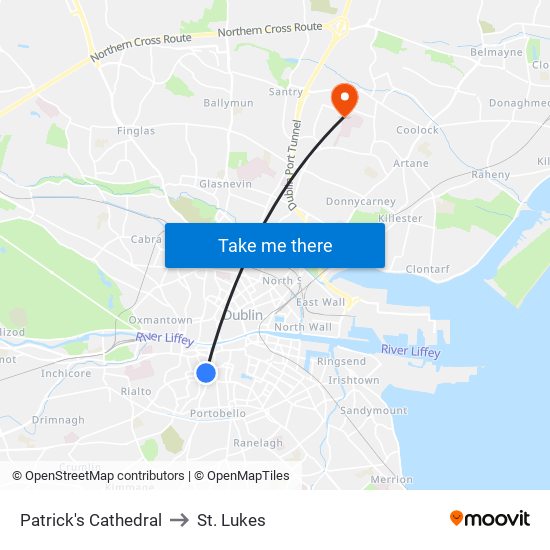 Patrick's Cathedral to St. Lukes map