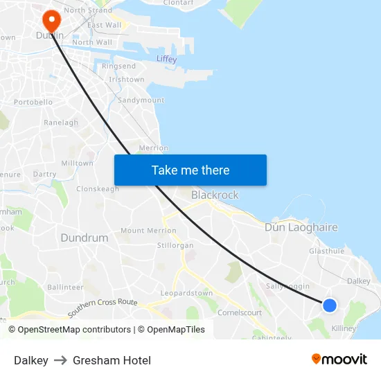 Dalkey to Gresham Hotel map