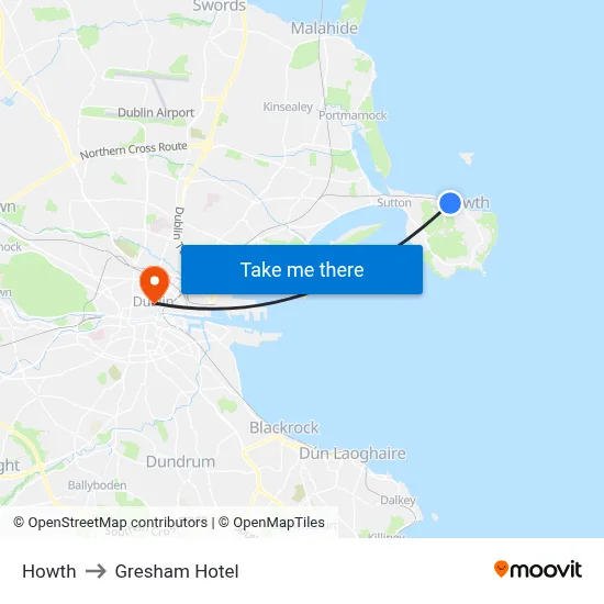 Howth to Gresham Hotel map