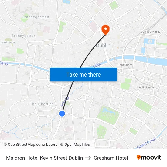 Maldron Hotel Kevin Street Dublin to Gresham Hotel map
