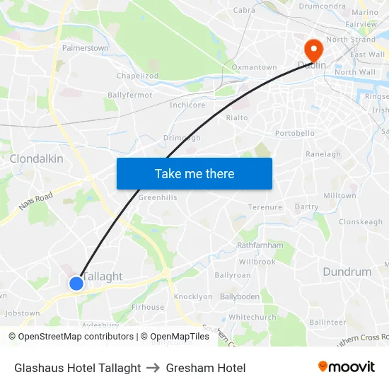 Glashaus Hotel Tallaght to Gresham Hotel map