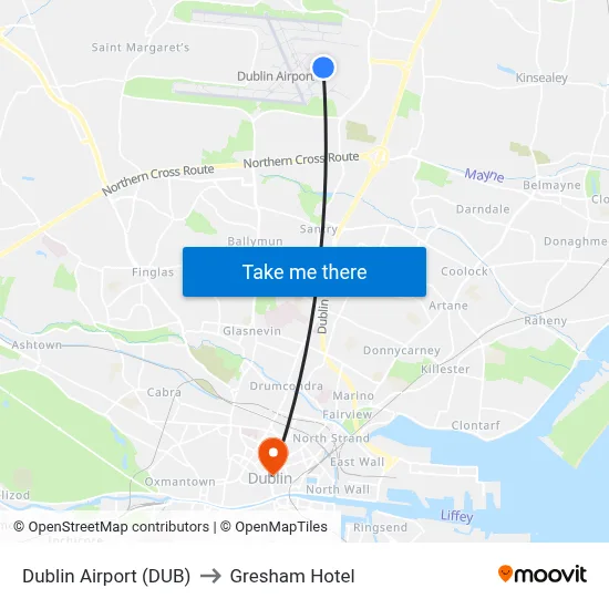 Dublin Airport (DUB) to Gresham Hotel map