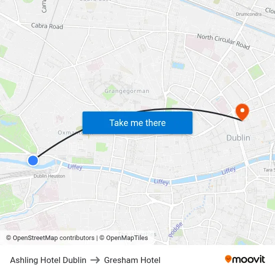 Ashling Hotel Dublin to Gresham Hotel map
