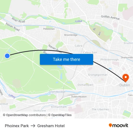 Phoinex Park to Gresham Hotel map
