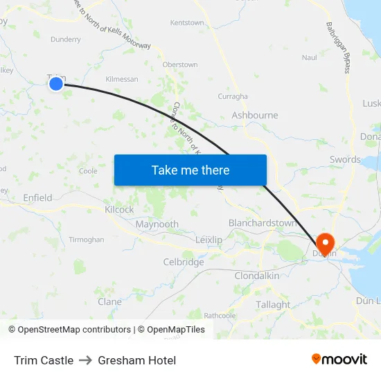 Trim Castle to Gresham Hotel map