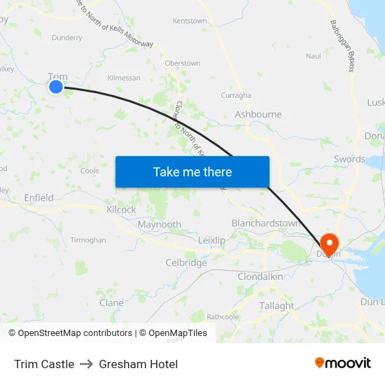 Trim Castle to Gresham Hotel map