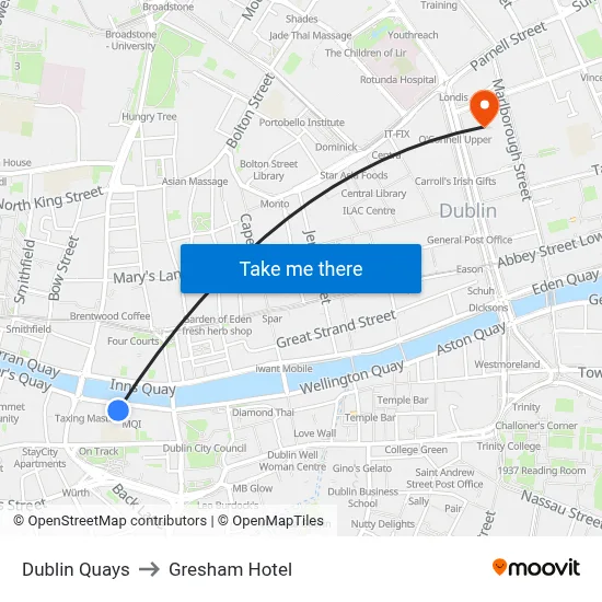 Dublin Quays, Merchant's Quay Dublin 8 8 to Gresham Hotel map