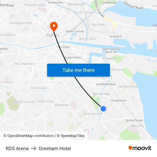 RDS Arena to Gresham Hotel map