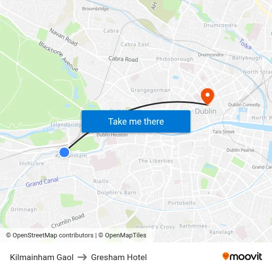 Kilmainham Gaol to Gresham Hotel map