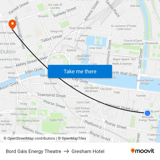 Bord Gáis Energy Theatre to Gresham Hotel map