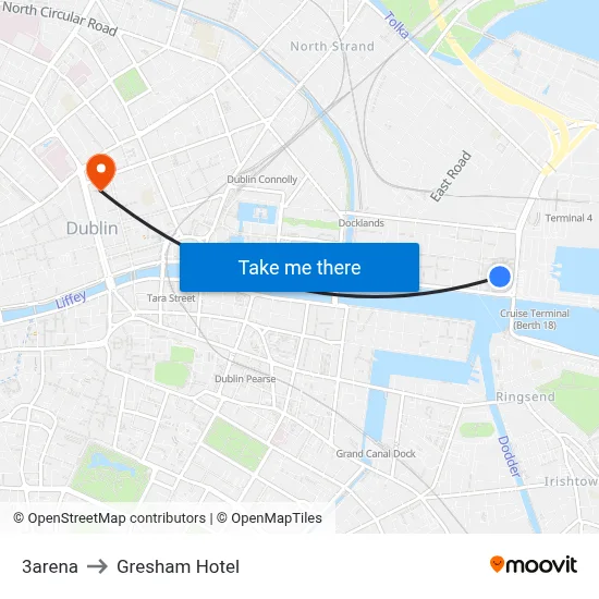3arena to Gresham Hotel map