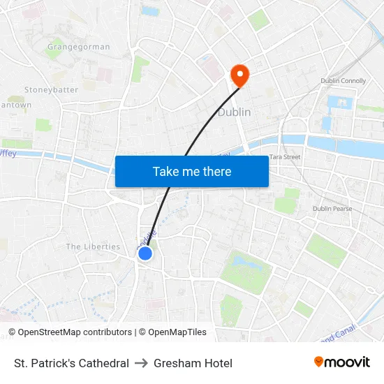 St. Patrick's Cathedral to Gresham Hotel map
