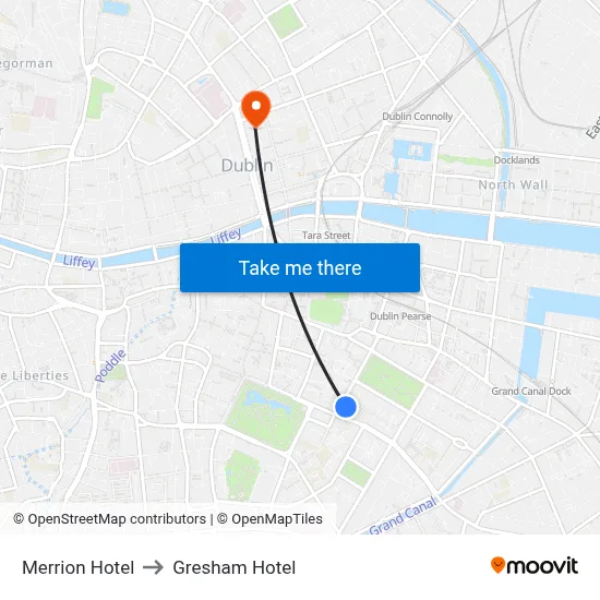 Merrion Hotel to Gresham Hotel map