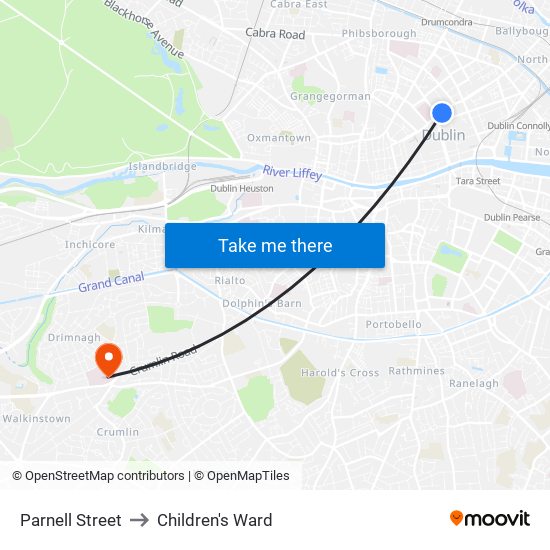 Parnell Street to Children's Ward map