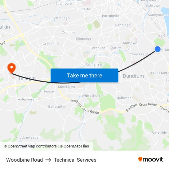 Woodbine Road to Technical Services map