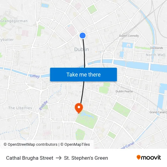 Cathal Brugha Street to St. Stephen's Green map