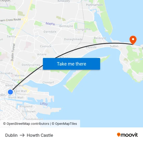Dublin to Howth Castle map