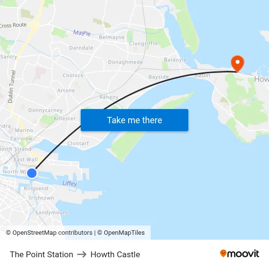 The Point Station to Howth Castle map