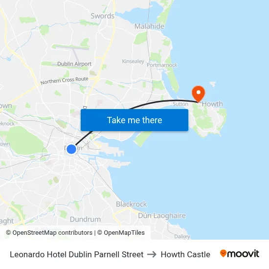 Leonardo Hotel Dublin Parnell Street to Howth Castle map