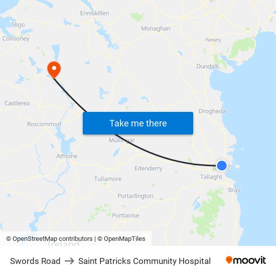 Swords Road to Saint Patricks Community Hospital map