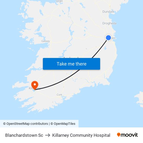 Blanchardstown Sc to Killarney Community Hospital map