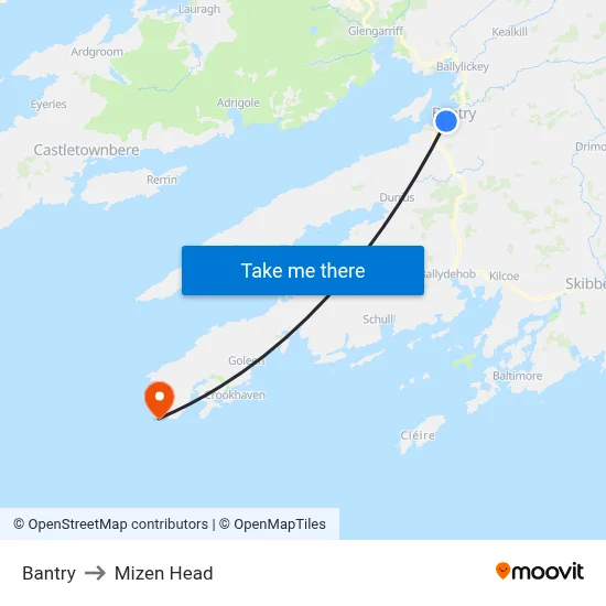 Bantry to Mizen Head map