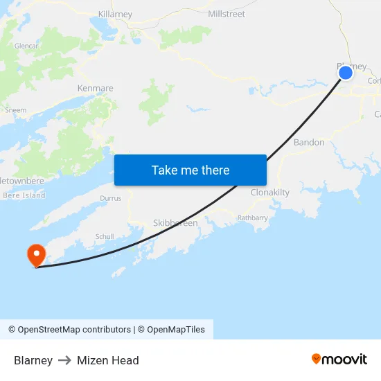Blarney to Mizen Head map
