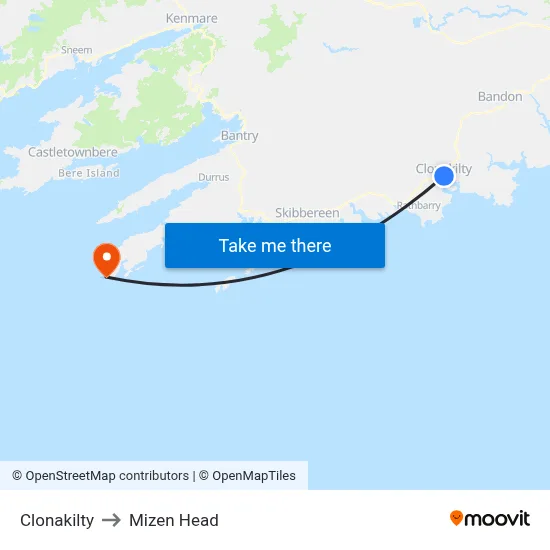 Clonakilty to Mizen Head map