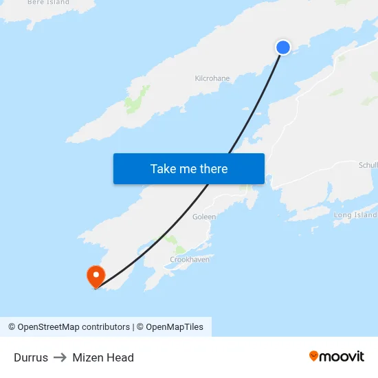 Durrus to Mizen Head map