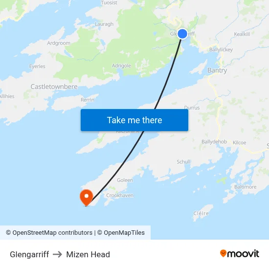Glengarriff to Mizen Head map