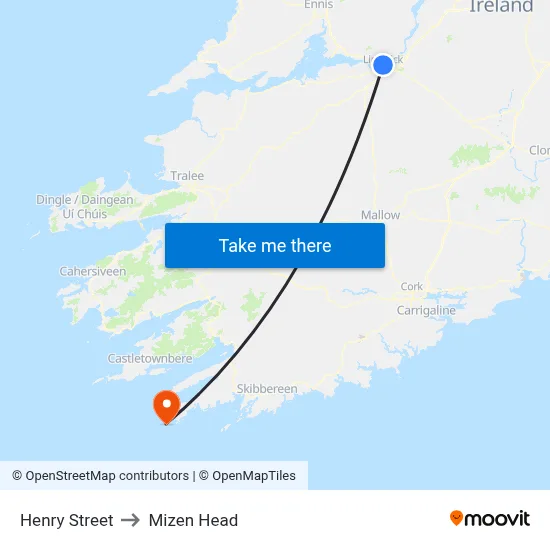 Henry Street to Mizen Head map