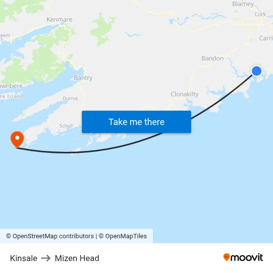 Kinsale to Mizen Head map
