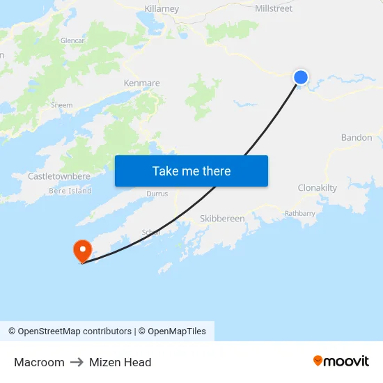 Macroom to Mizen Head map