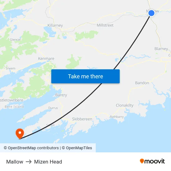 Mallow to Mizen Head map