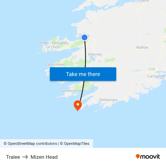 Tralee to Mizen Head map