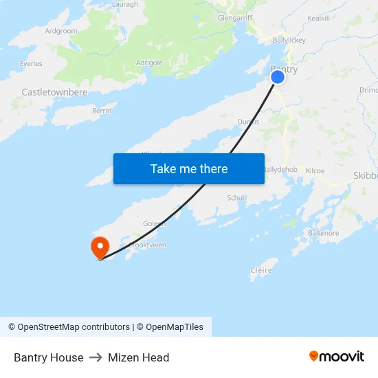 Bantry House to Mizen Head map