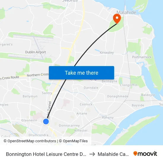Bonnington Hotel Leisure Centre Dublin to Malahide Castle map