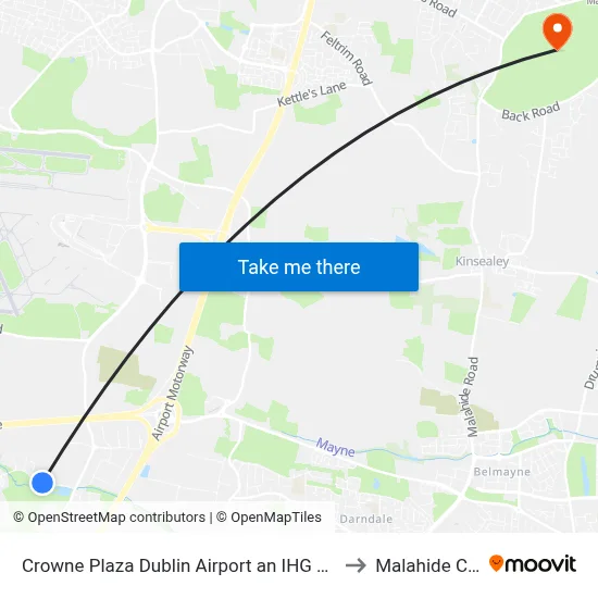 Crowne Plaza Dublin Airport an IHG Hotel Santry to Malahide Castle map
