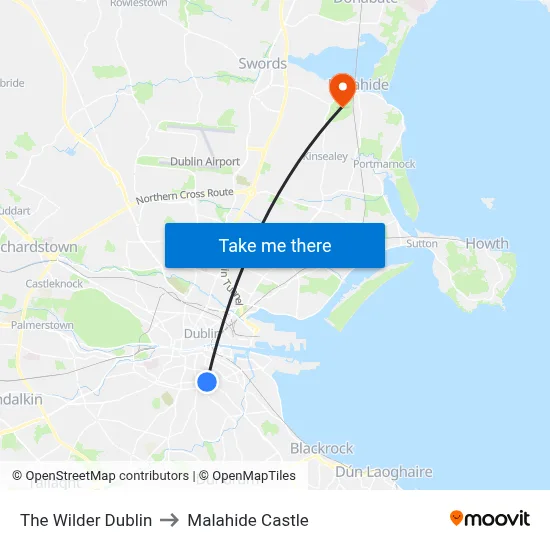 The Wilder Dublin to Malahide Castle map