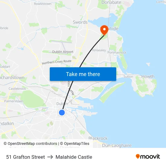 51 Grafton Street to Malahide Castle map